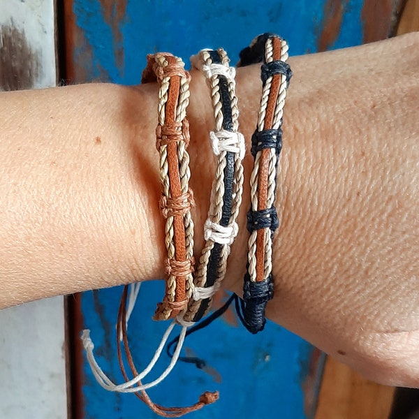 Lot of 3 Brazilian bracelet in brown leather and black men's