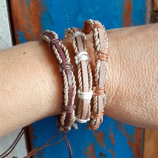 Lot of 3 Brazilian bracelet in brown leather and black men's