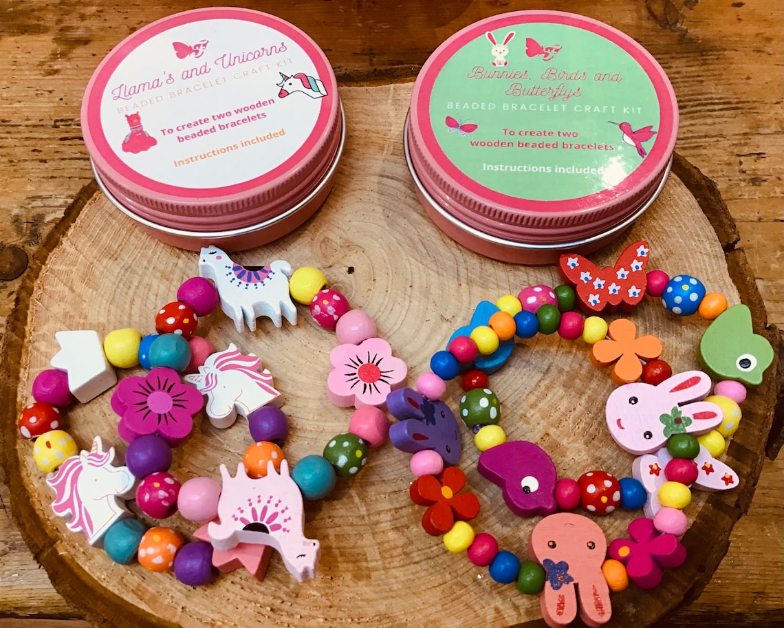 2 X Wooden Beaded Craft Kits Each Kit Makes 2 Bracelets. Etsy UK
