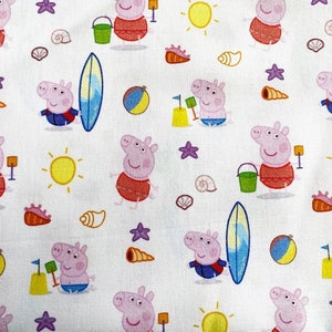 Licensed Peppa Pig Beach Day 100% Cotton Fabric