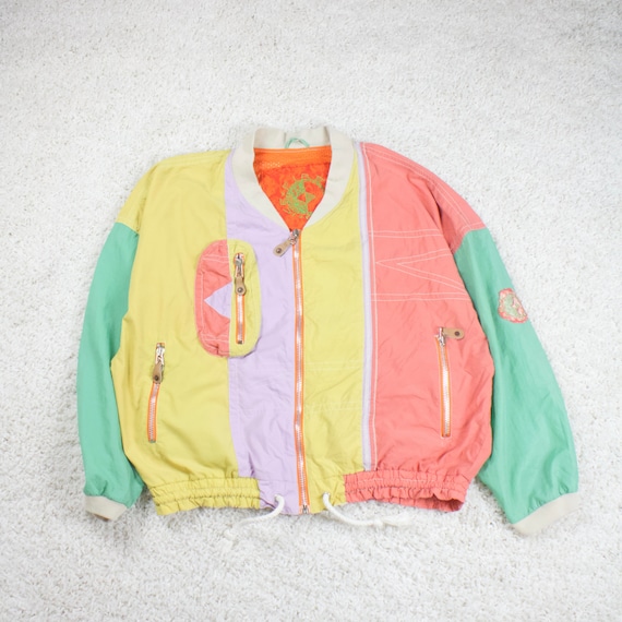 Vintage 90s Oversized Pastel Bomber Jacket