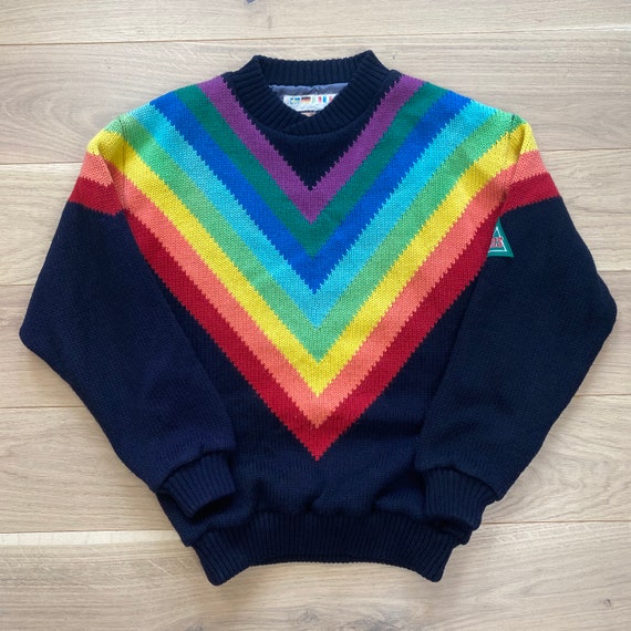 Vintage SOS Rainbow Wool Knit Sweater