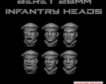 Beret heads for 28mm Infantry models