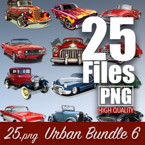 25 Streetwear Bundle 6 | Classic Car | Urban Shirt Designs | Digital | Urban Streetwear | Graphics Shirt | Pop Culture | T-Shirt Design