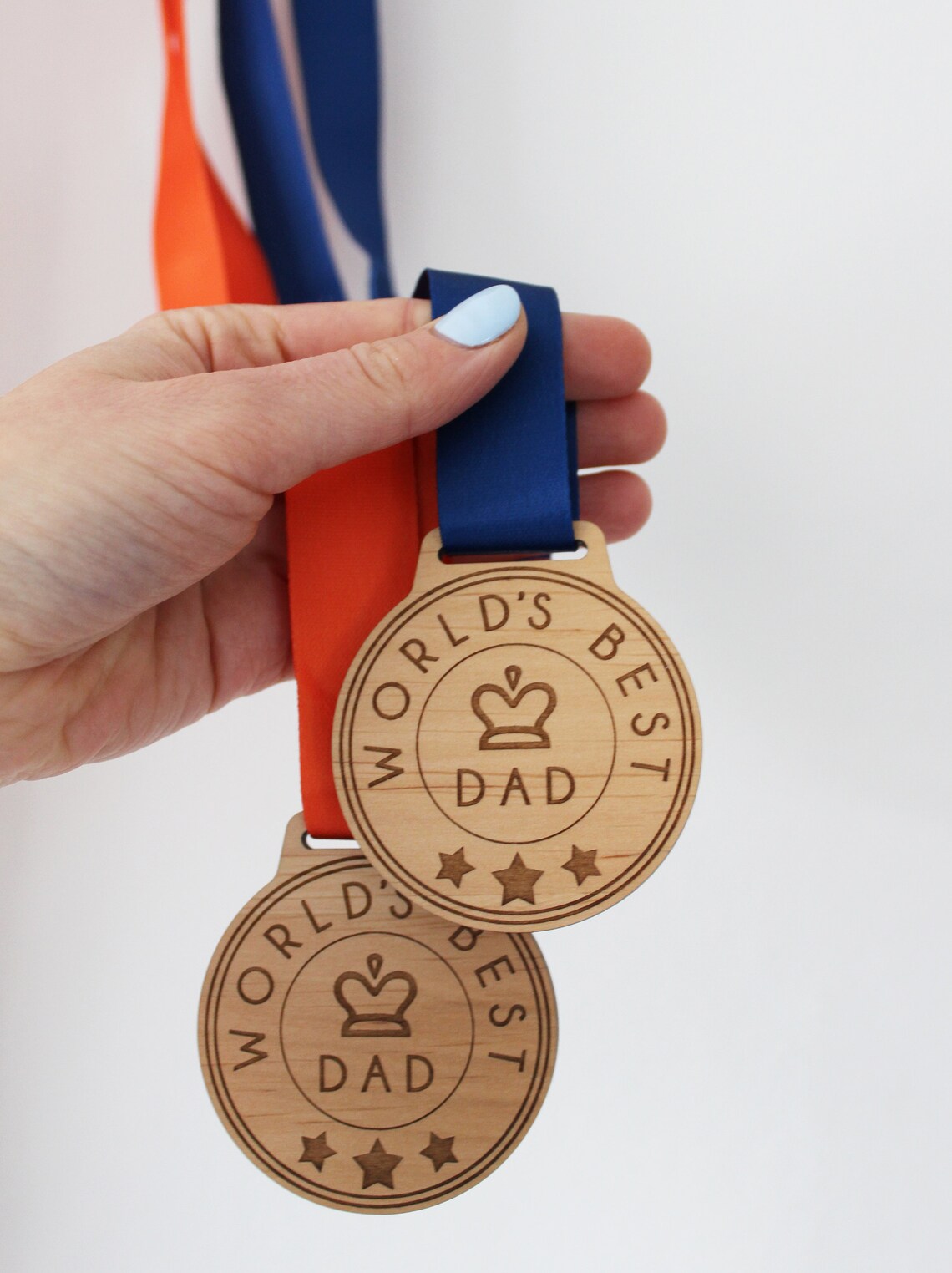 Worlds best dad wooden medalfathers day  etsy
