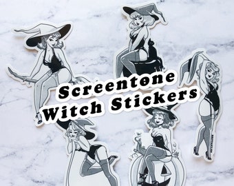 Vinyl Screen tone Witch Stickers