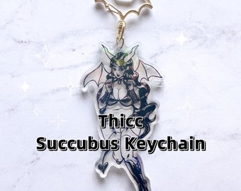 Holographic Thicc Succubus Acrylic Keychain