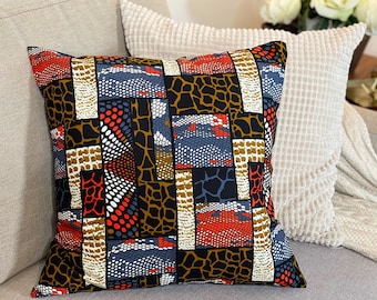 LOT DE DEUX (2) housses de coussin Ankara | Coussins décoratifs africains pour la maison | Taies d'oreiller à imprimé africain | Cadeau de pendaison de crémaillère pour elle