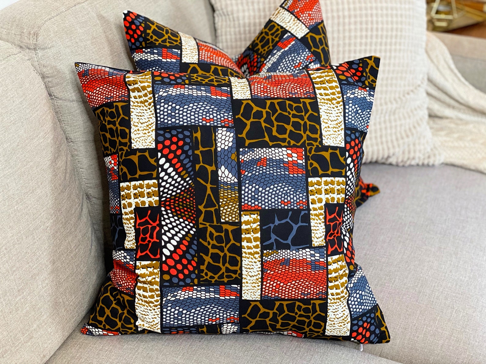 SET OF TWO 2 Ankara African Print Cushion Covers 18 Etsy