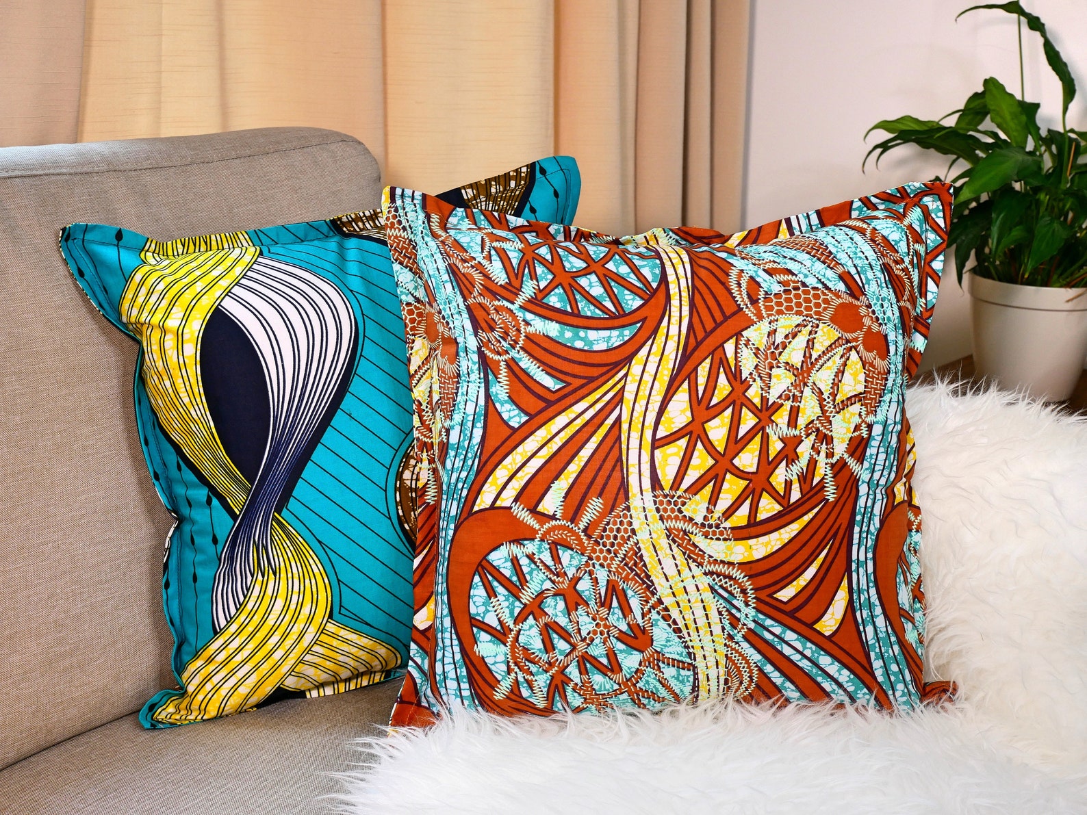 SET OF 2 Ankara African Print/ Cushion Cover/ Throw Pillow/ Etsy