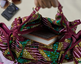 African Print Hobo Bag + Matching Wristlet | Large Sling Bag | Travel Pouch | African Overnight Bag | Large Shoulder Bag | Boho Crescent Bag
