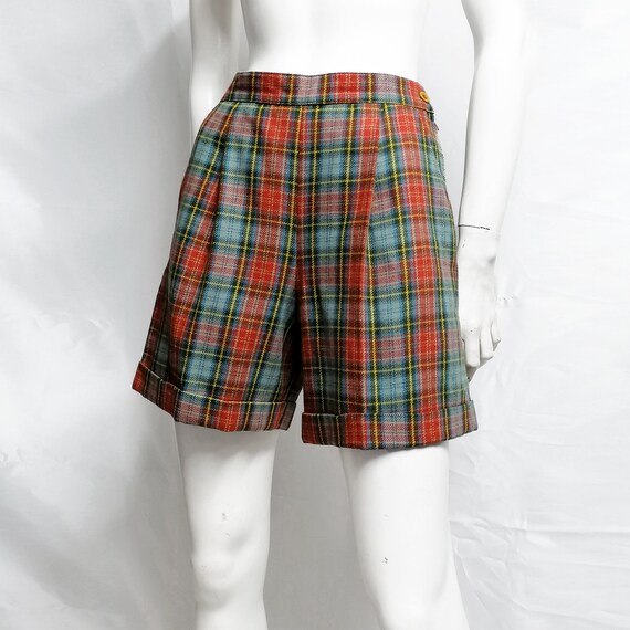 vintage 80s short pants 40s style tartan plaid WWI