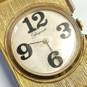 Rare Ultra-Large SCHIAPARELLI Surrealist Slide Watch - 1950s Swiss Made - Iconic "Exploding" Numerals - Avant-Garde Haute Couture Pendant