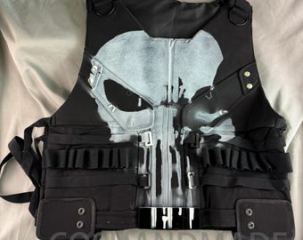 The Black Vest Skull Vest Cosplay Vest Handmade Painted Skull Vest