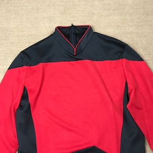 TNG Uniform  Red Shirt Starfleet Cosplay Uniforms Cosplay Shirt With Bagde