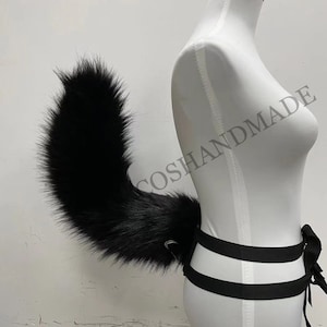 Movable Fursuit Tail Waggle Tail Swing Tail Fox Tail BlackTail Wolf Cosplay Furry Partial Fursuit Wolf Squirrel Cosplay Tail
