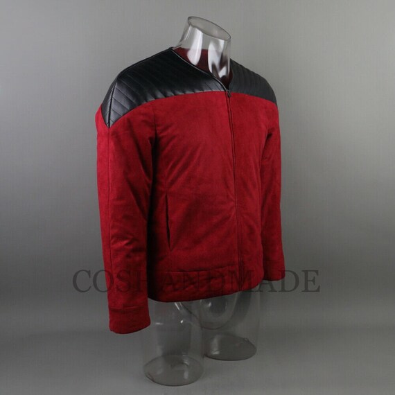Trek Cosplay Costume The Next Generation Captain Picard Red Jacket Star Cosplay Uniforms Shirt