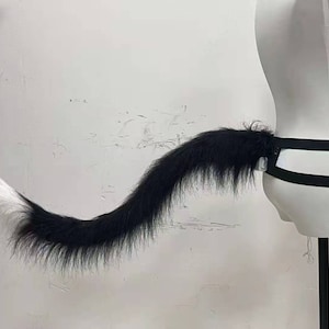 Moving Tail Waggle Tail Swing Tail Cat Tail Lifelike Black white Cosplay Furry Partial Fursuit Wolf Creature Wildcat Squirrel Cosplay Tail