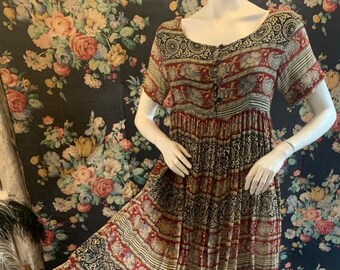Vintage Indian Block Print Dress