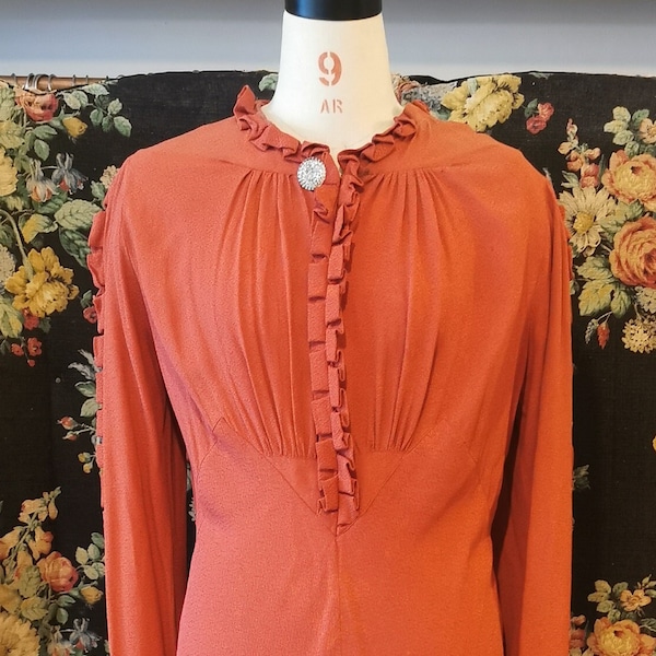 1930's rust colored 1930's dress