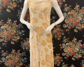 True vintage 1920s / 30s Silk Devore floral dress dreamy slip whimsy fairy ethereal mermaid core coquette sheer special occasion UK 8 - 10