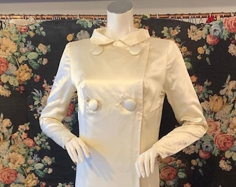 Dramatic trianed 1960's silk wedding coat