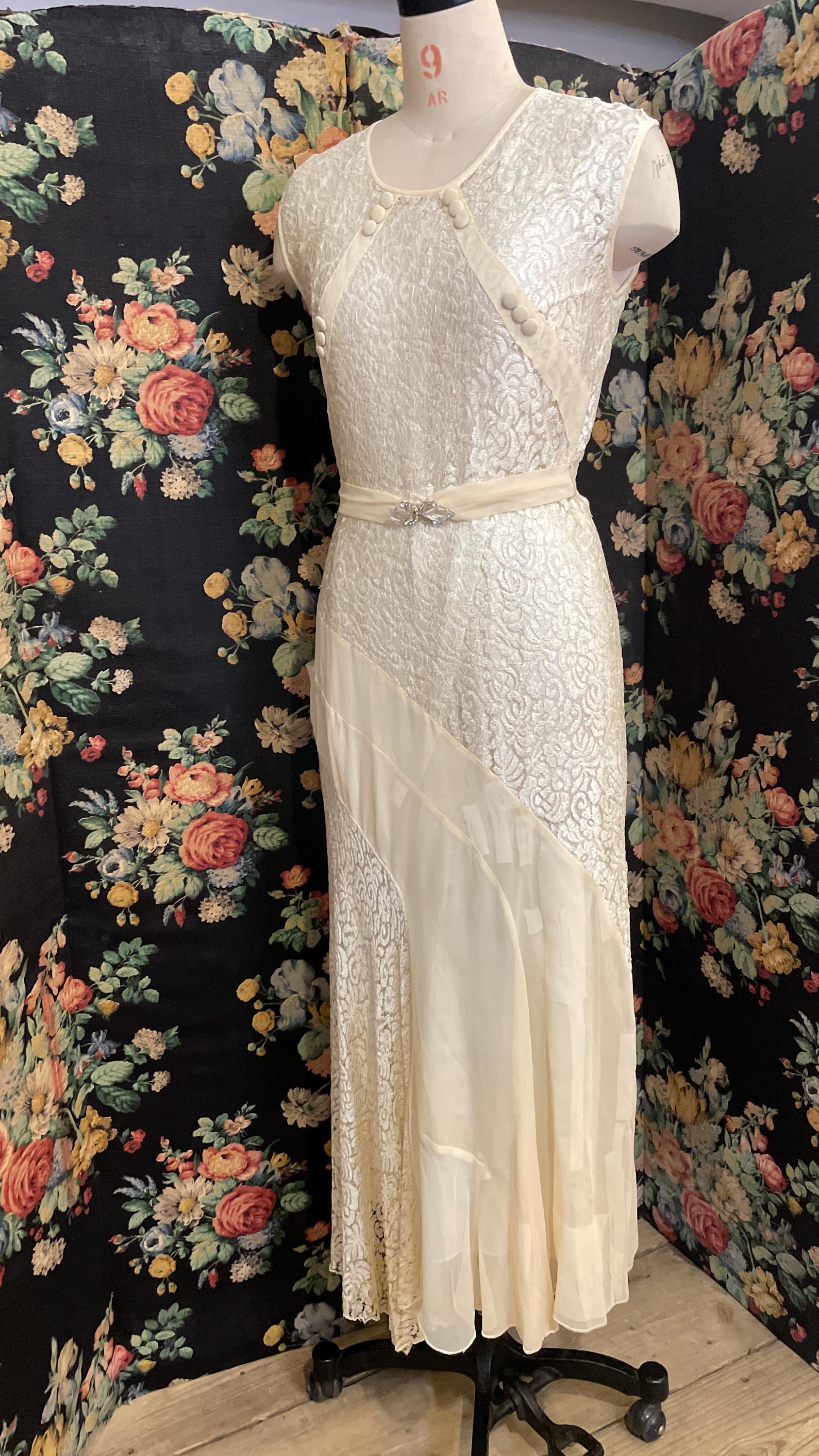 1920s Art Deco Lace Gown