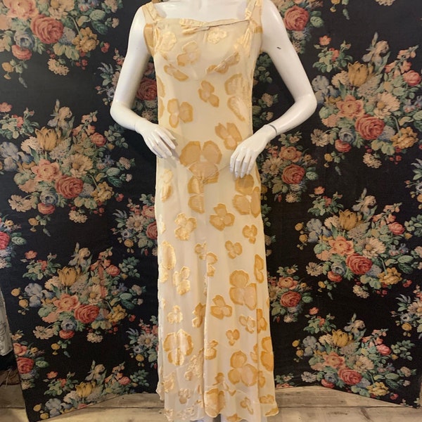 Silk Devore 20s/30s floral dress