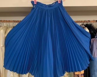 Vintage Biba Gold Label Electric Blue Pleated Crepe Skirt Etsy UK