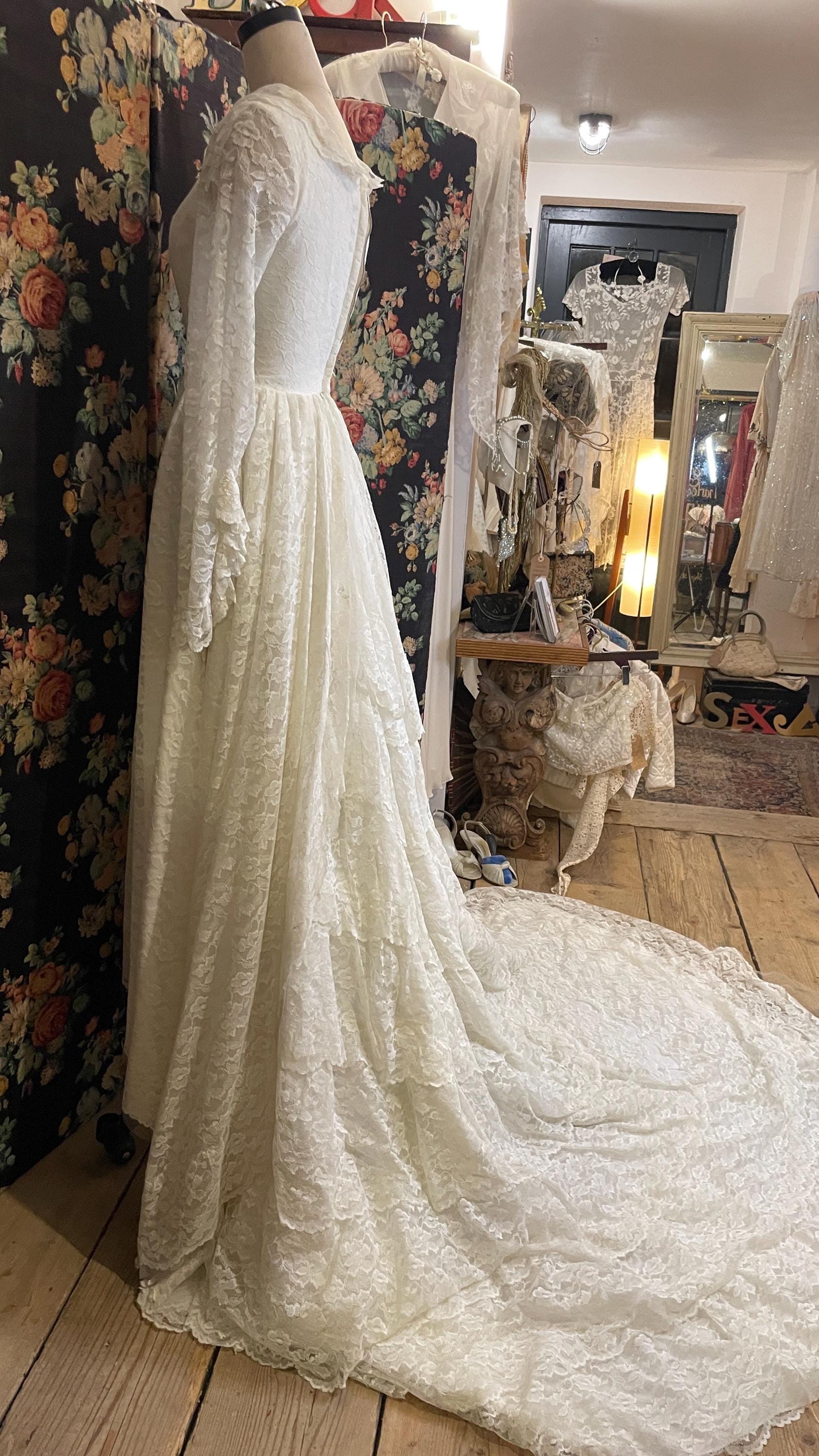 vintage sequin wedding dress Vintage 1970s Sequin Wedding Dress Ballgown Evening Gown Mike Benet Sz S M W27