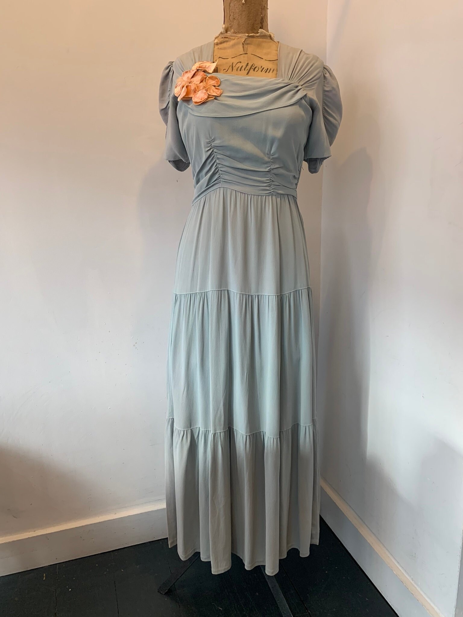 Vintage 1940s Duck Egg Blue Party Dress 