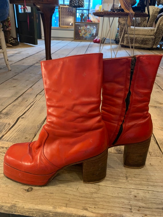 Rare Glam Rock cherry red platform boots