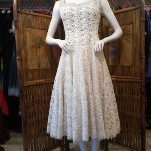 Hand beaded lace wedding dress vintage American designer image 3