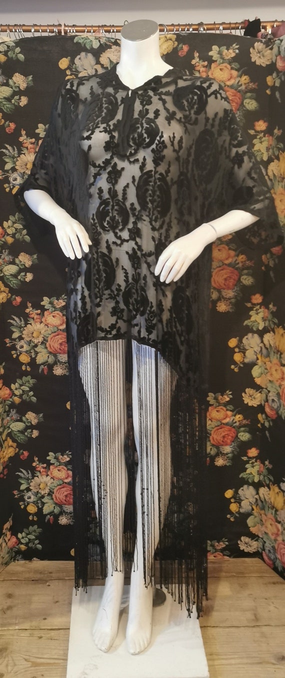 1920's devoré dress with beaded fringe