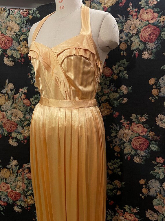1930s Siren Evening Gown - Gold Satin