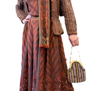 Bill Gibb exclusive design for homes and gardens | Rare Vintage 1970s coordinate set | knitted skirt, top, jacket and scarf multi pieces