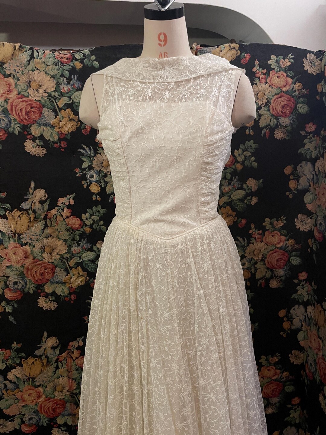 1950s Lace Wedding Dress Vintage Bridal Gown With Remade Bodice - Etsy