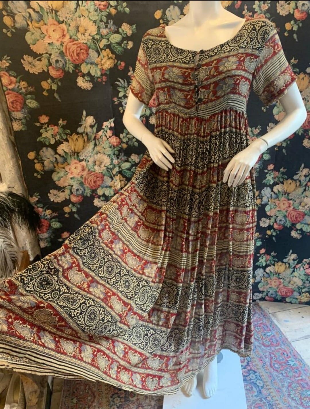 Vintage Indian Block Print Dress Etsy UK