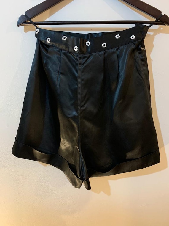 1960s Black Satin Shorts