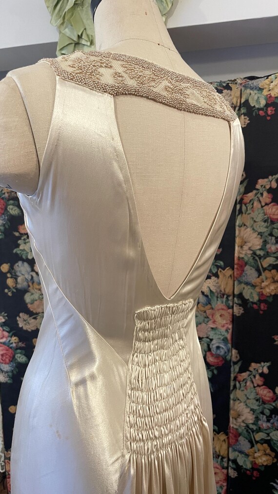1930s vintage slip, shiny liquid satin bias cut sheath gown for under dress
