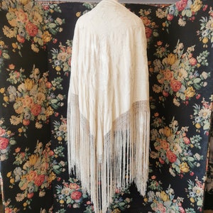 Cream silk 1920s Piano Shawl