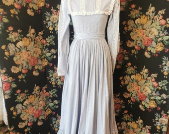 Laura Ashley’ made in wales’ classic 70s light blue prairie dress