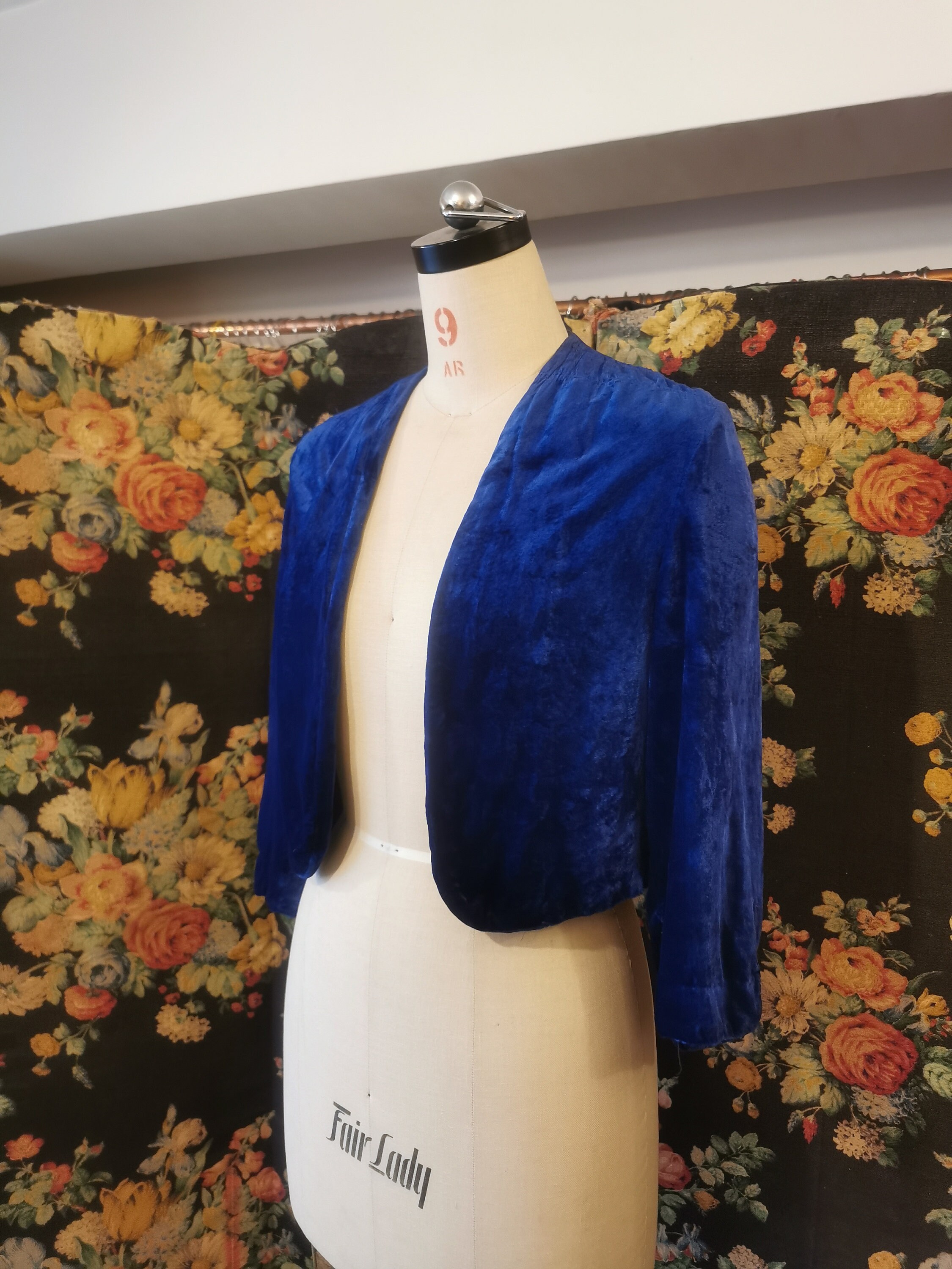 Navy velvet bolero hotsell