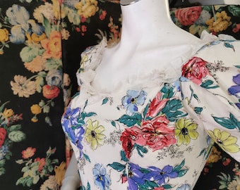 1930's short sleeve gown in floral print