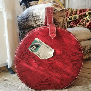Red reptile 1950s hat box