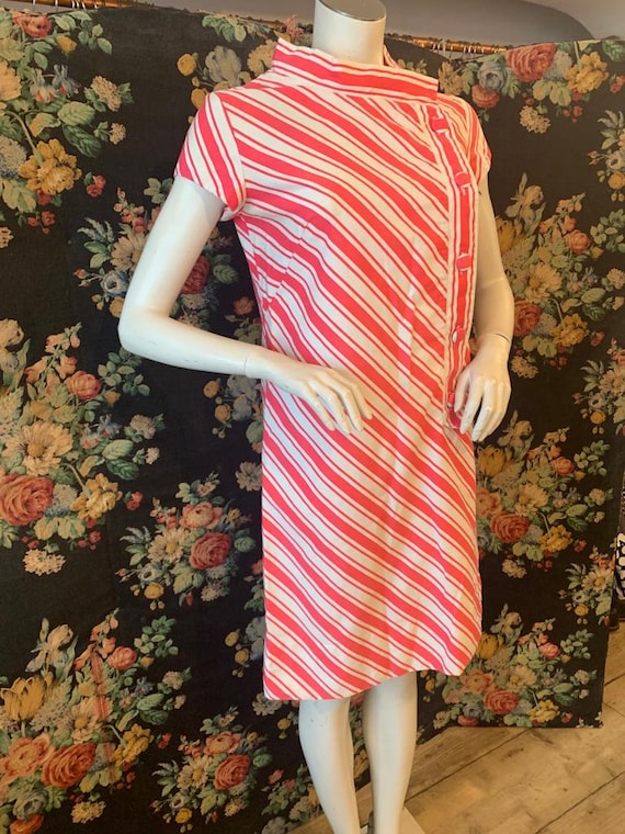 Funnel Neck Shift Dress in Pastel Maze