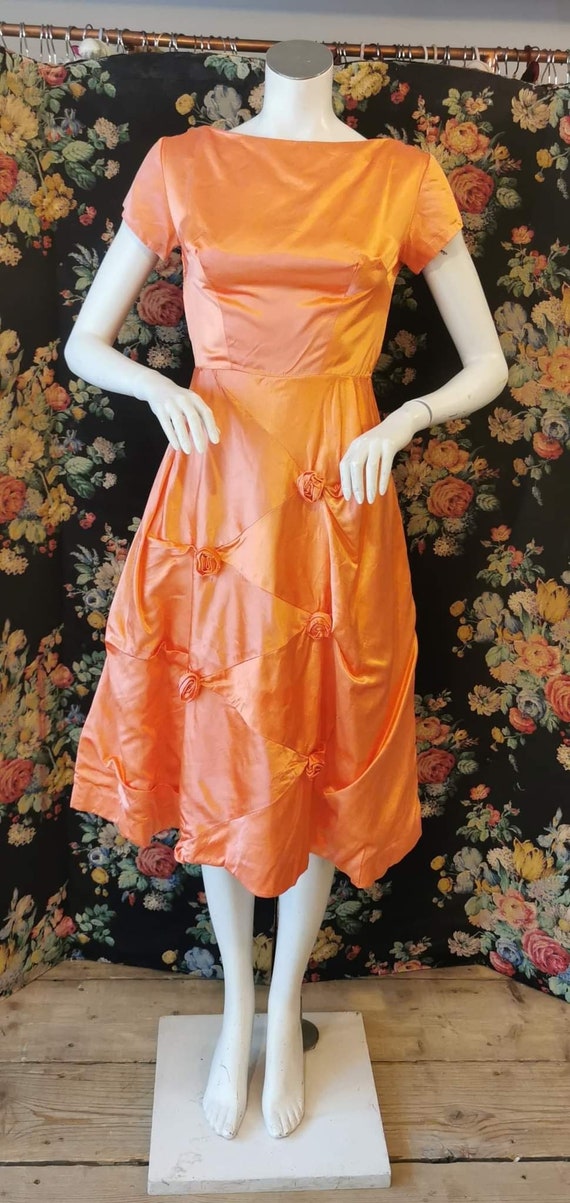 1959'S Tangerine Party Dress