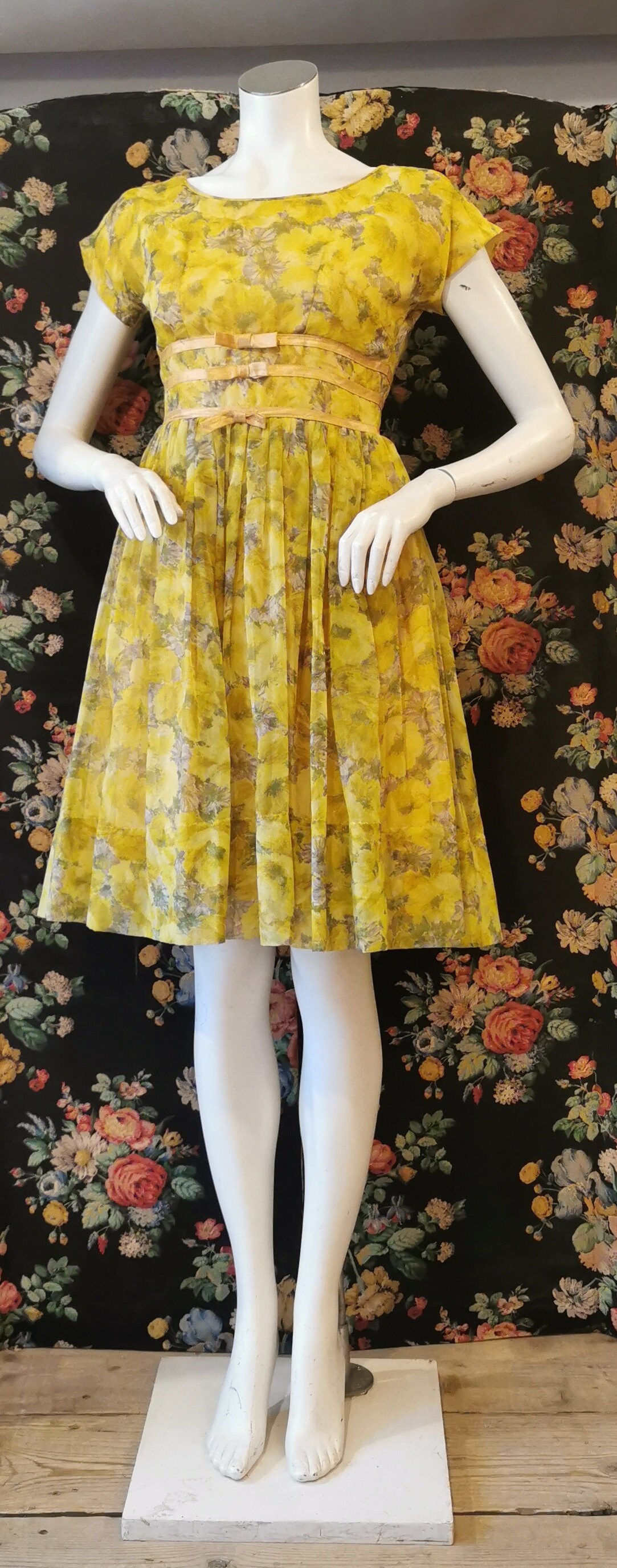 Floral Yellow Shirt Dress