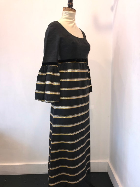 slim fit dress slacks Nicoblu Amaris Black Midi Cocktail Sheath Dress and Gold Embellishment 00