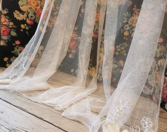 Large vintage lace veil with satin flower detail